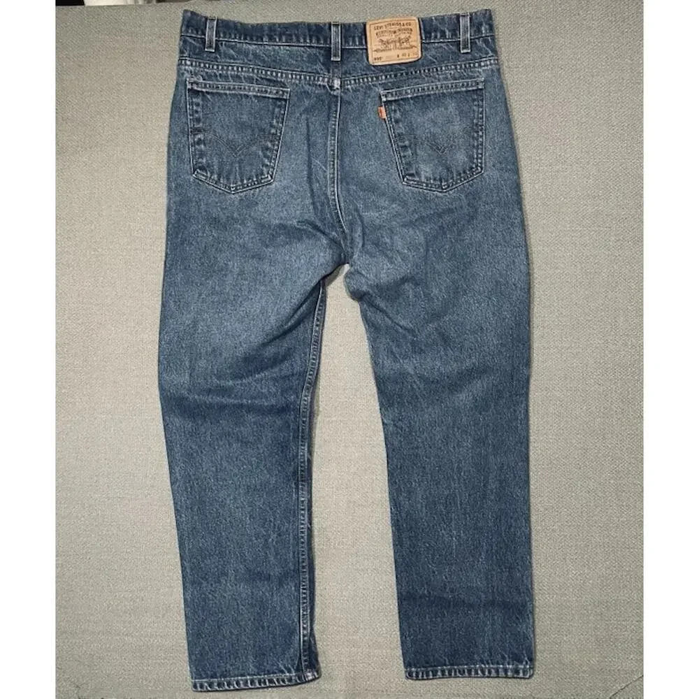 Vintage 90s Levis 505 Orange Tab Jeans Made in USA Medium Dark Wash 38x29